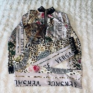 Women's Floral Leopard Bomber fashion suits Pink and Black